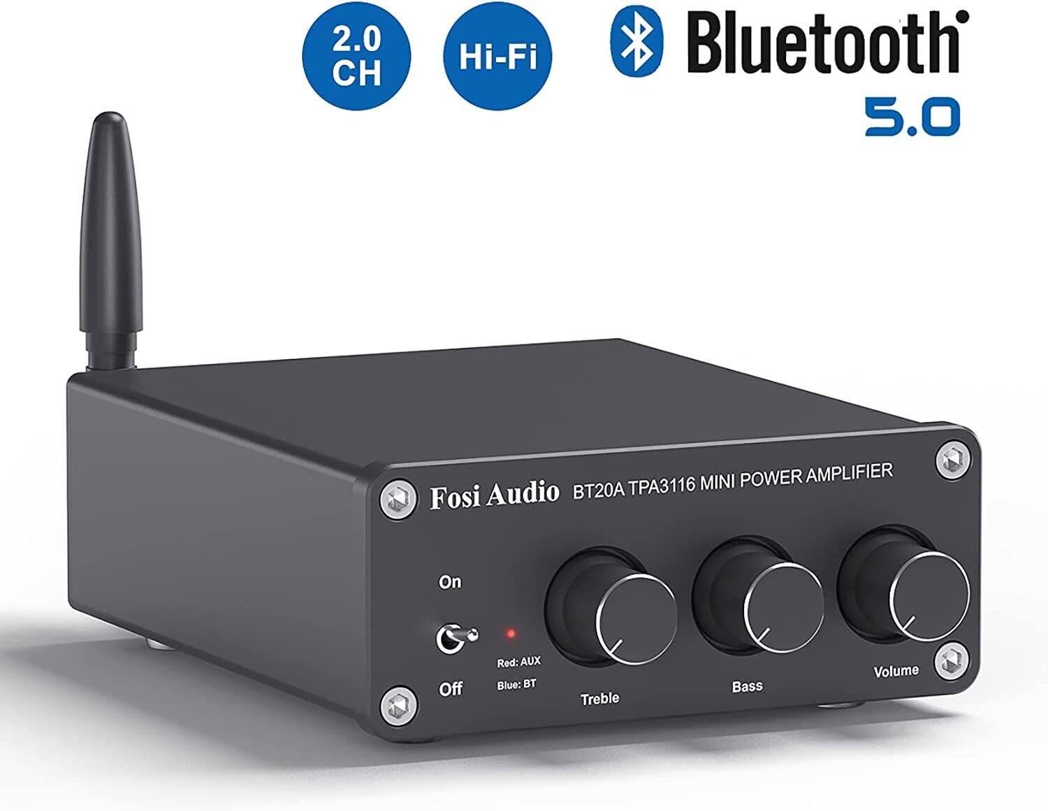 Amplificador integrado 2.0 canales Fosi Audio BT20A Bluetooth 5.0