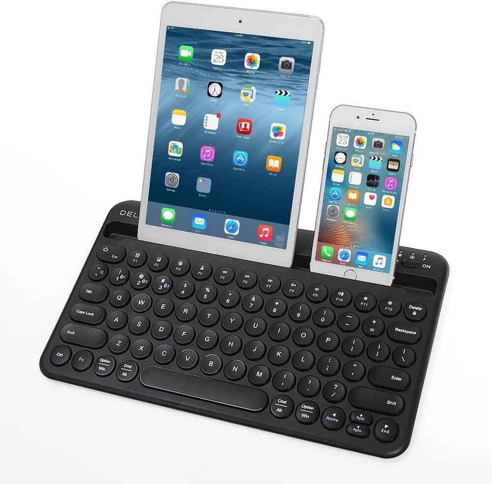 Teclado Inalámbrico con Soporte Integrado para Tablet Delux K2213V-negro