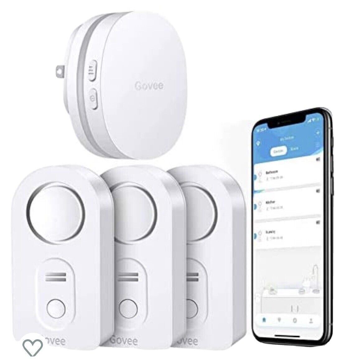 Detector de fuga de agua Govee con puerta de enlace Wi-Fi RF H5040 + H5054.