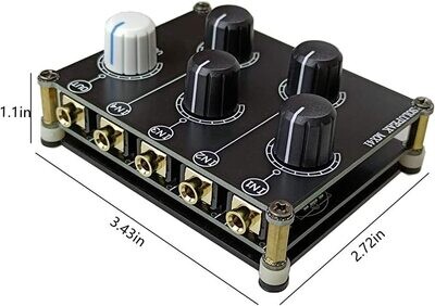 mini mezclador de audio de 4 canales estéreo 4 en 1 salida AUX