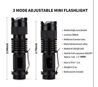 Linterna Tactica Deportes Led Cree Q5 Aa Reflector Faro
