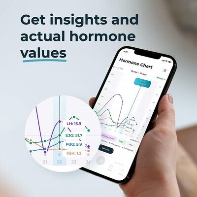 Monitor de fertilidad Inito y rastreador de hormonas para mujeres | Niveles de metabolitos de estrógeno, LH y progesterona - PdG, FSH | Predecir y confirmar la ovulación para iphone 13 Pro