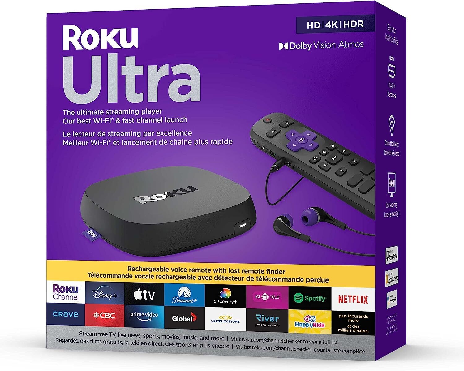 Roku Ultra LT (4K/HDR/HD) con control remoto de voz mejorado