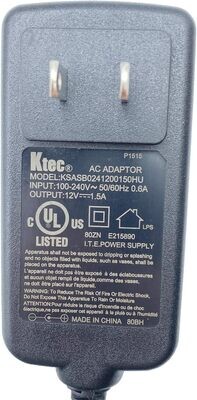 Adaptador de Corriente Ktec  12V a 1.5A 24W