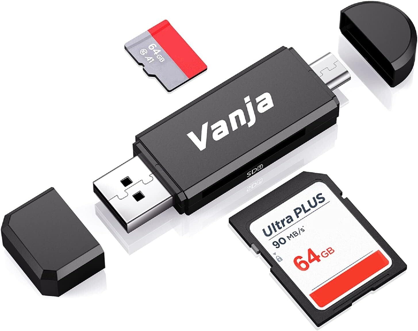 Lector de Tarjetas SD, Micro SD a USB OTG, USB y Micro USB Vanja