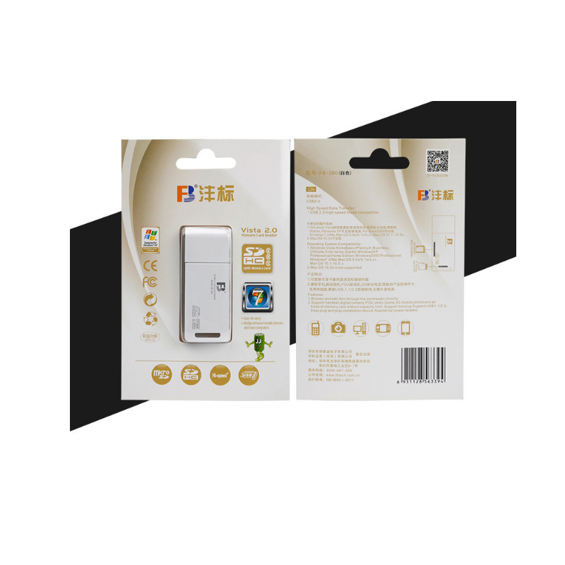 Lector de SD y Micro SD de alta velocidad FB-360 USB 2.0 2 en 1para laptop y PC