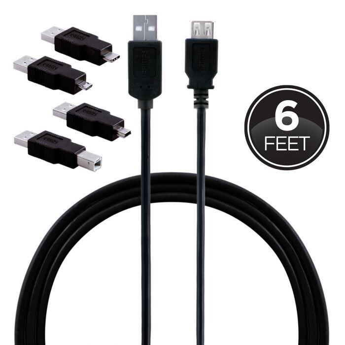 Kit De Cables USB Universales Philips, Negro