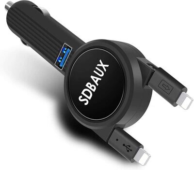 Cargador de coche, carga rápida de 3.1 A/15 W, SDBAUX para iphone