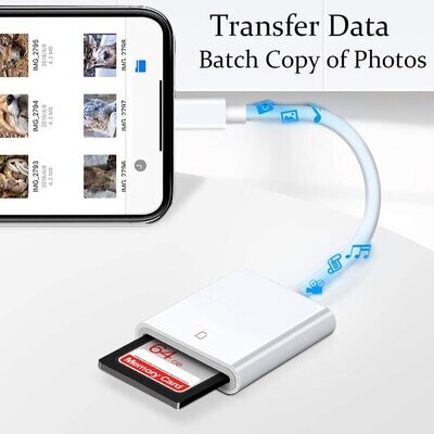 Lector de tarjetas SD, adaptador de lector de cámara Apple Lightning a tarjeta SD