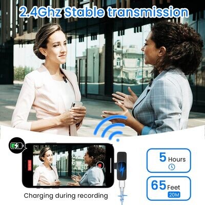 Micrófono inalámbrico Lavalier para iPhone y Android