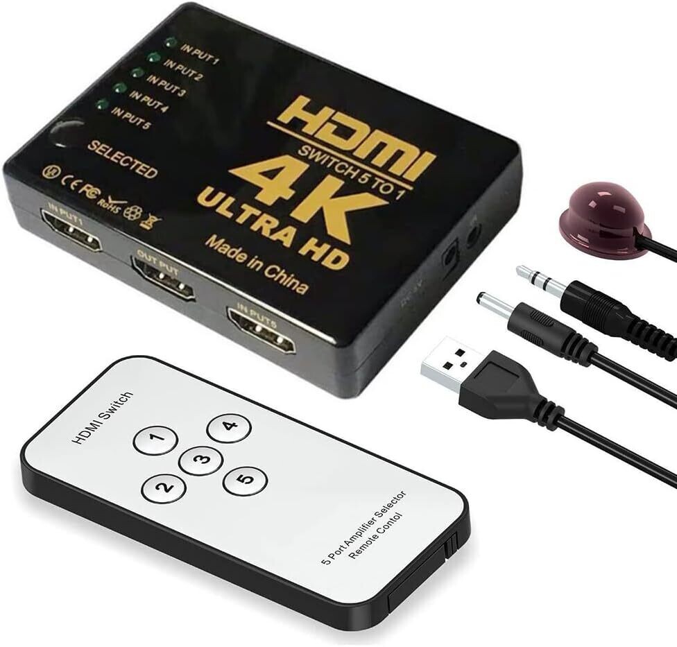 Switch Hdmi 4k Ultra Hd 5 En 1 Con Control.