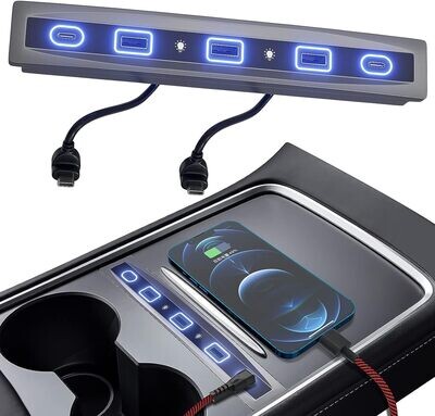 Hub LED USB 5 en 1 para Tesla 2021 2022 2023 MODELO 3