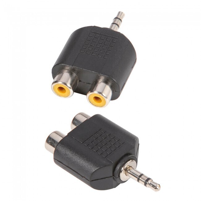 ADAPTADOR EN Y DE 2 RCA HEMBRA A MINIJACK 3,5 MM MACHO ESTÉREO