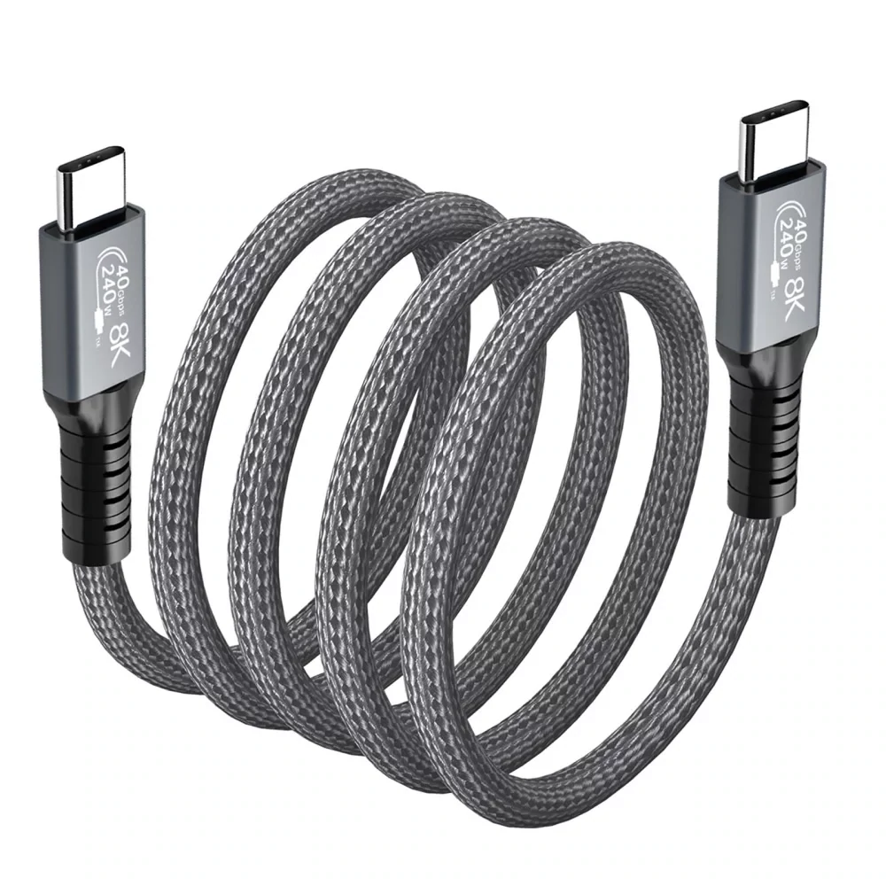 Cable de datos USB 4.0 para Thunderbolt 4 tipo C Cable de carga rápida de doble cabezal 8K 40Gbps PD 240W