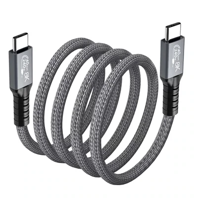 Cable de datos USB 4.0 para Thunderbolt 4 tipo C Cable de carga rápida de doble cabezal 8K 40Gbps PD 240W