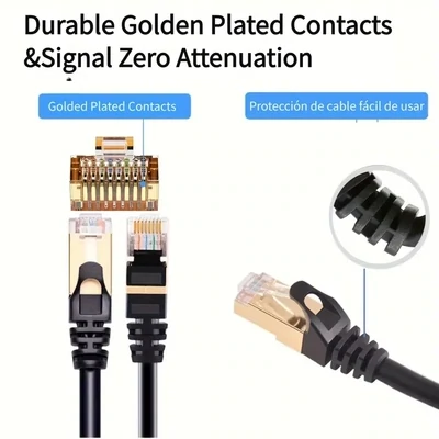 Cable Ethernet blindado de alta velocidad CAT8 40Gbps, 2000Mhz 5 metros