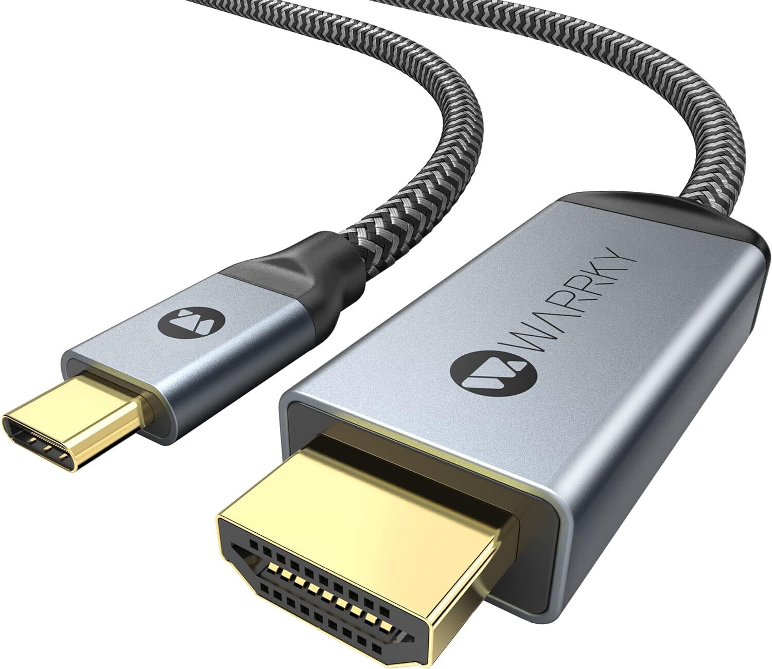 Cable USB C a HDMI 4K, WARRKY [trenzado, de alta velocidad] Thunderbolt 3 a HDMI adaptador