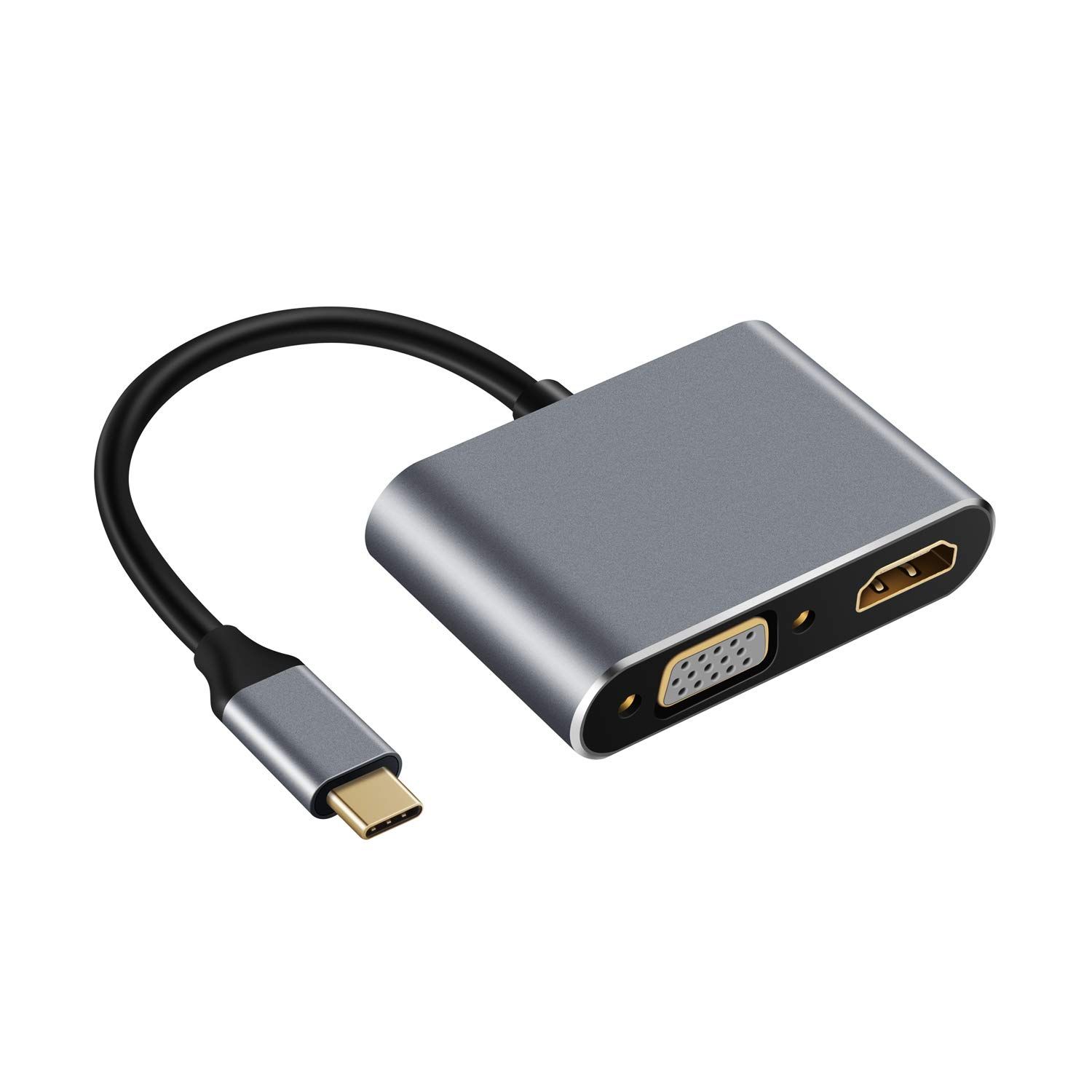 Adaptador multifunción tipo C a HDMI y VGA de 2 puertos