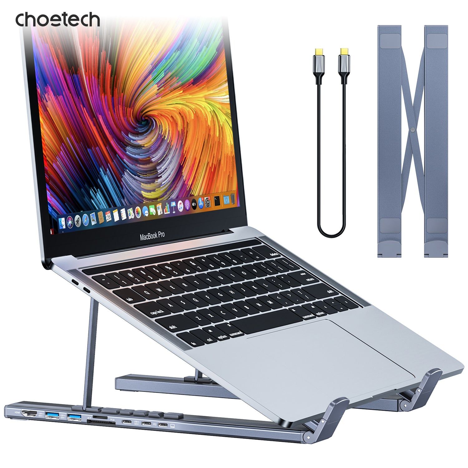 Base de Laptop Choetech hub 7 en 1 tipo C a HDMI