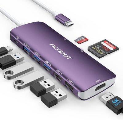 Hub USB C, Acodot 9 en 1 USB C a 4K @60HZ HDMI