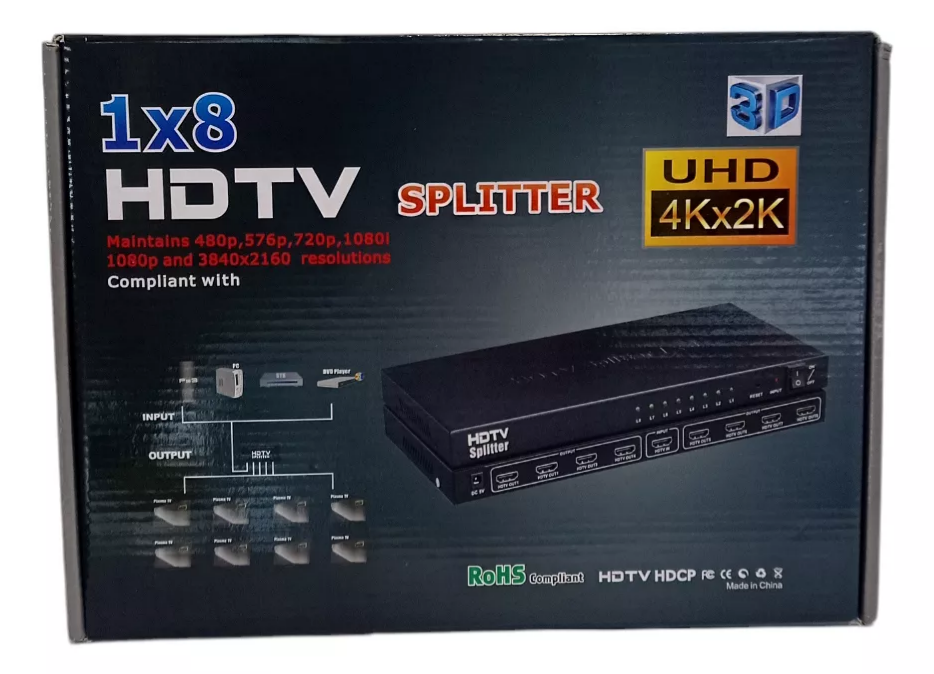 Splitter HDMI 4K 1x8 4K30Hz