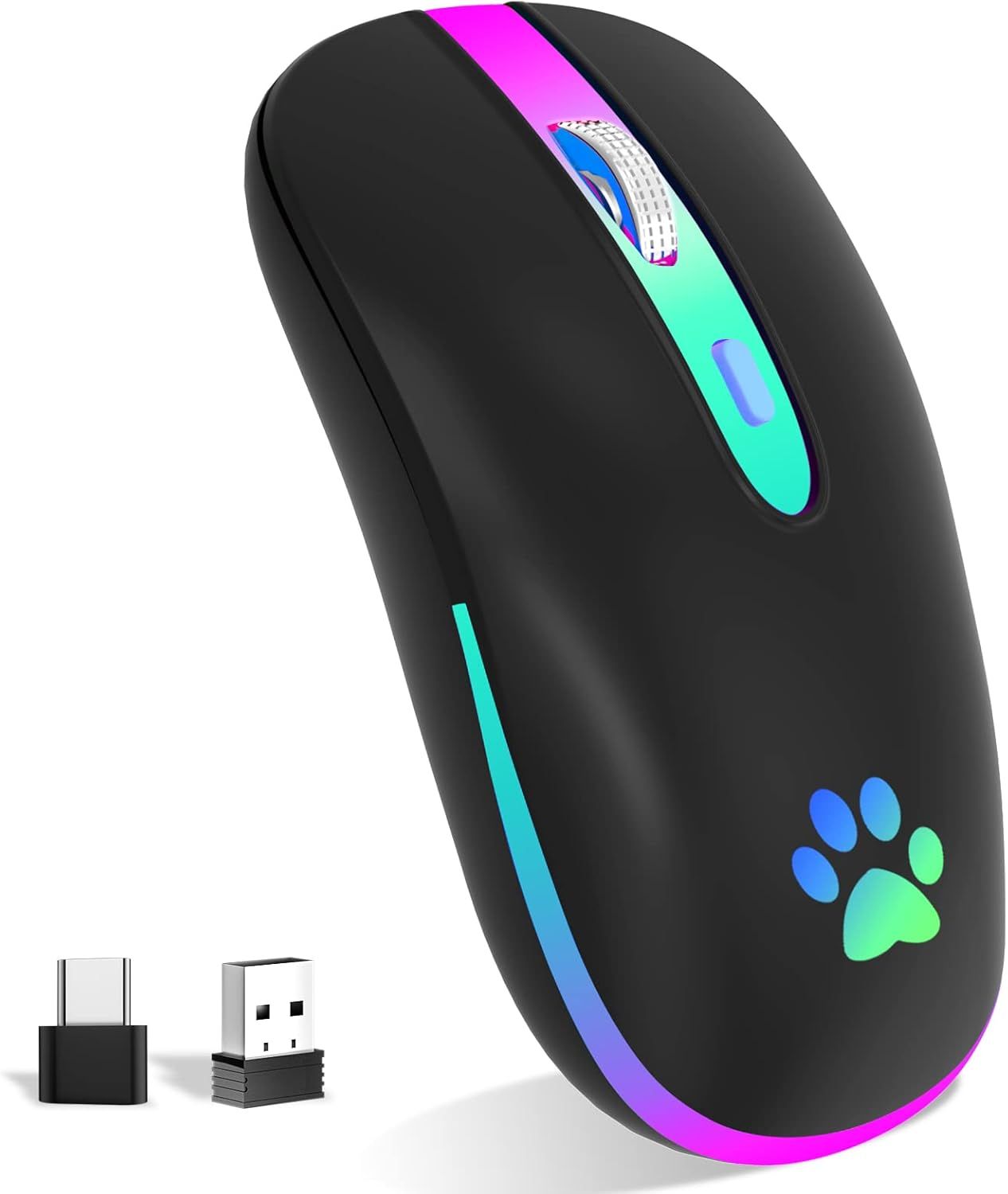 Mouse inalámbrico, recargable LED Dual, FUWANG