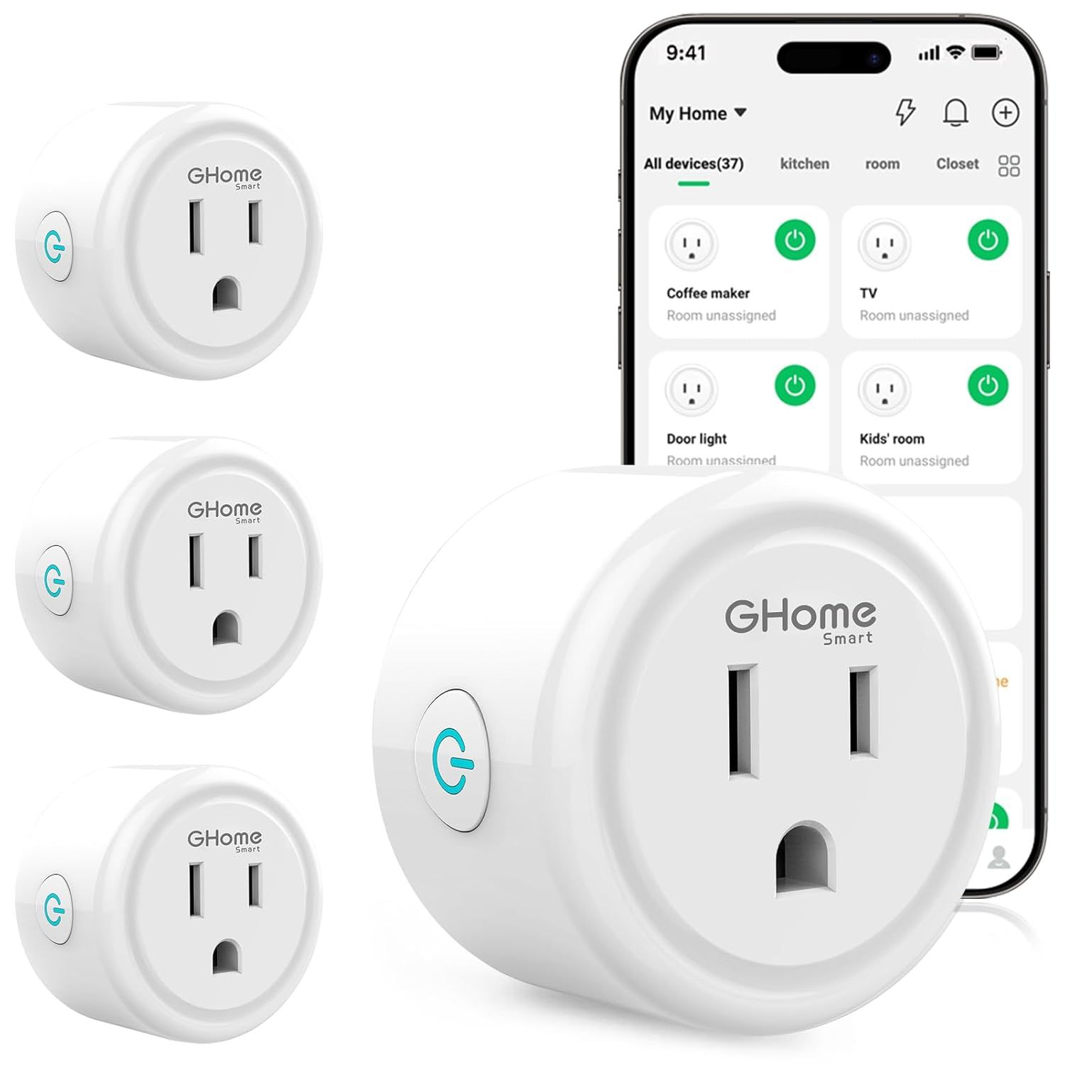enchufes inteligentes WiFi compatibles con Alexa y Google Home, GHome Smart