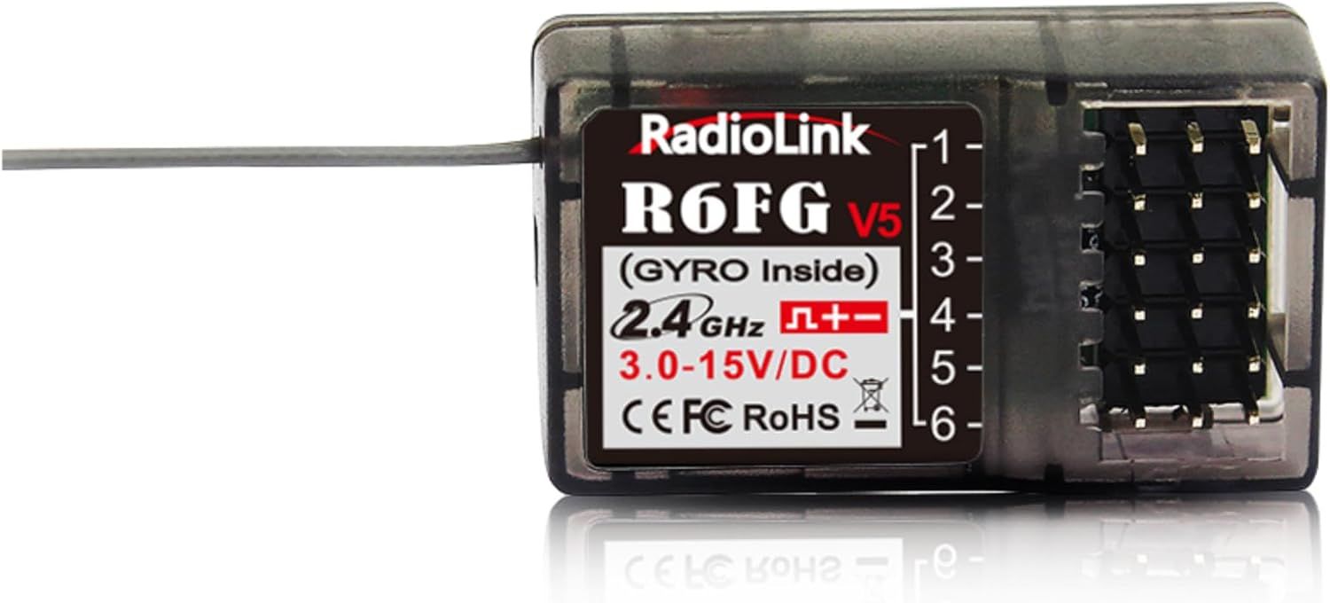 Receptor RC de 6 canales de 2.4 GHz con giroscopio, Radiolink R6FG