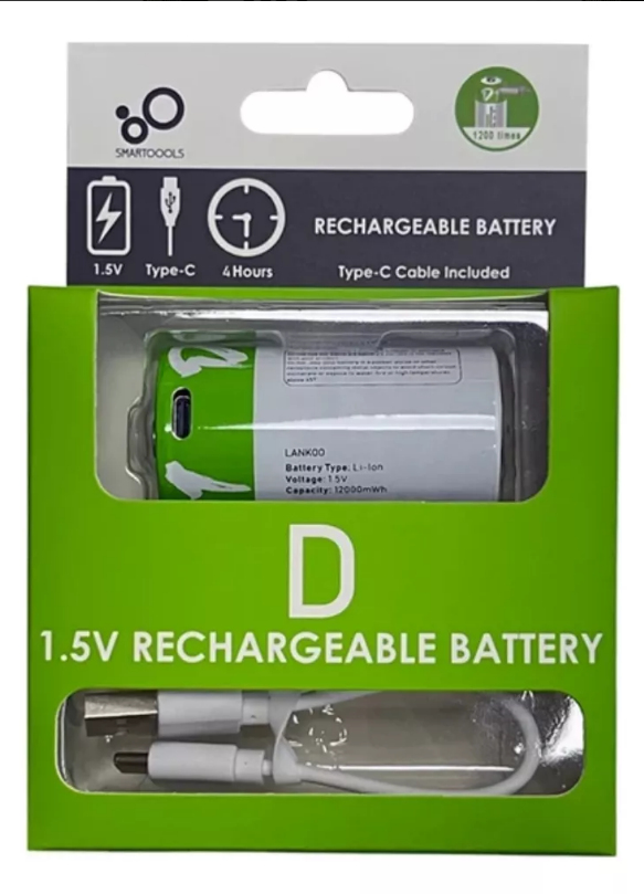 bateria tipo D Recargable Con Puerto Usb 1200 Ciclos 3.7volt