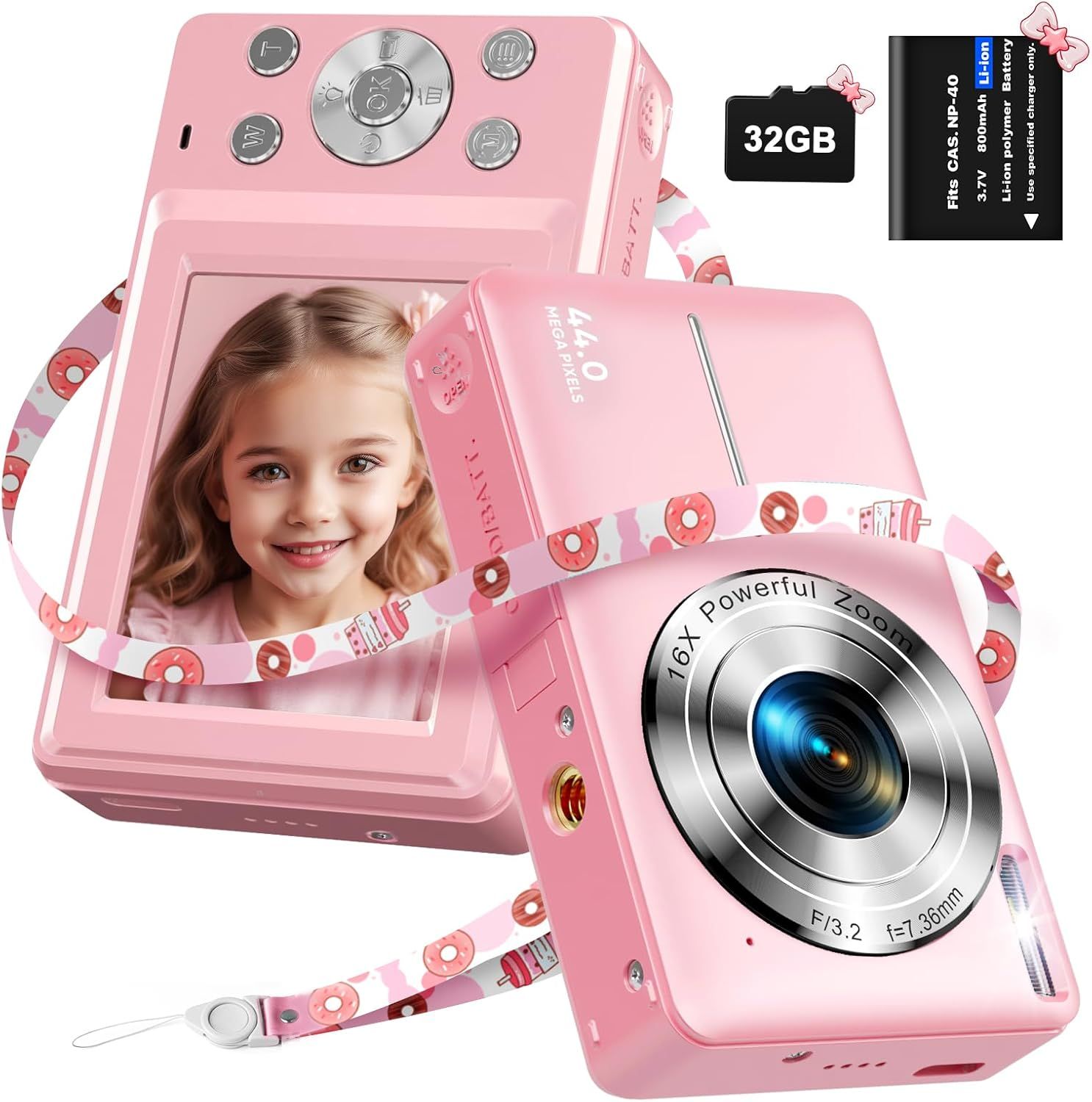 Camara digital con tarjeta de 32 GB, 1080P, económica, HD, 44 MP