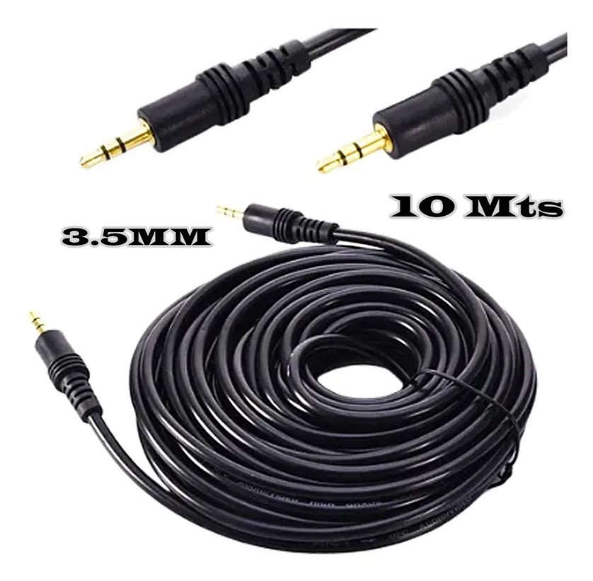 Cable Audio Jack Auxiliar Plug 3.5 Mm Macho Macho 10 Mts