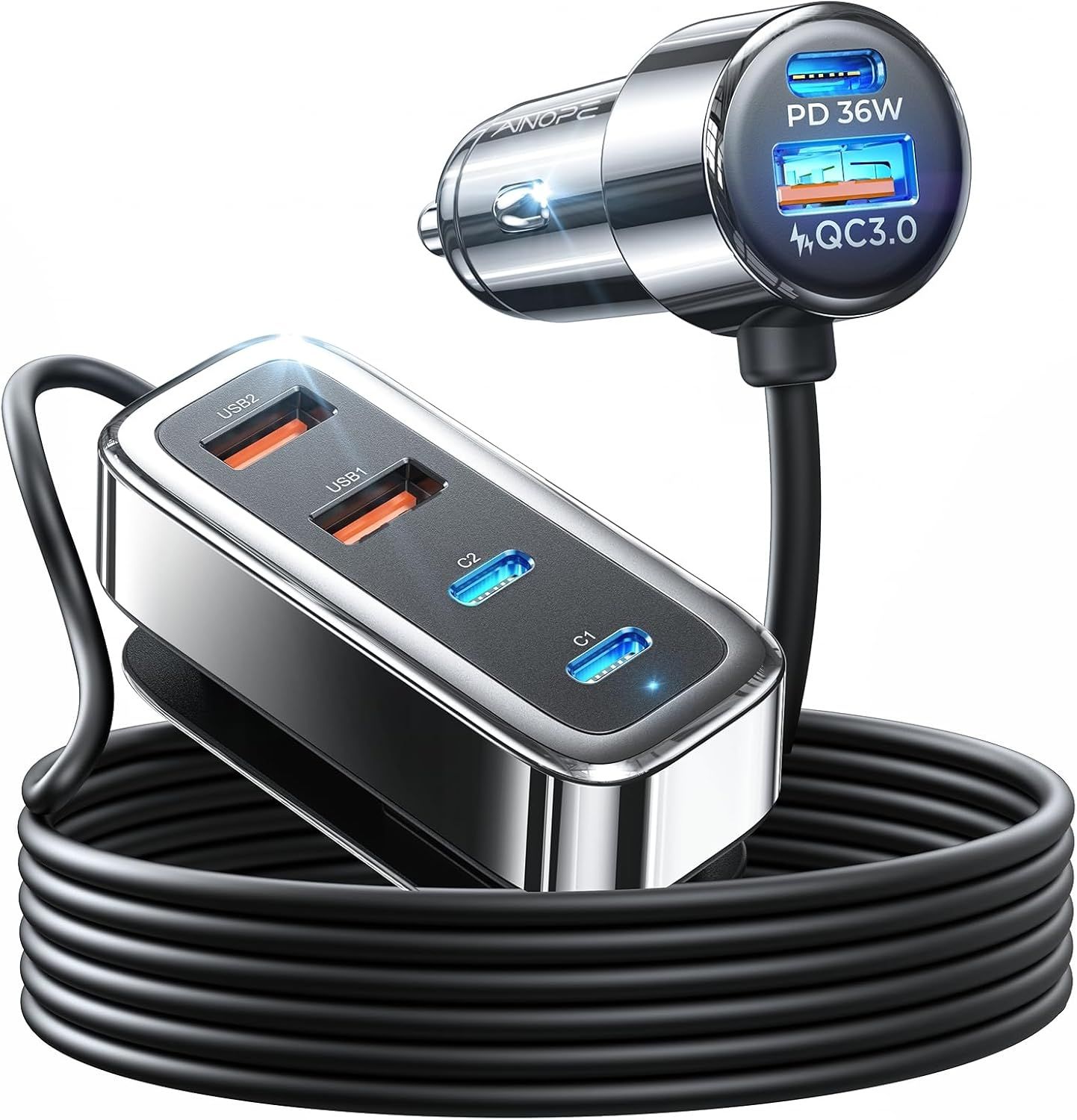 Cargador USB de Carro Multi Puerto 108W Rápido USB C