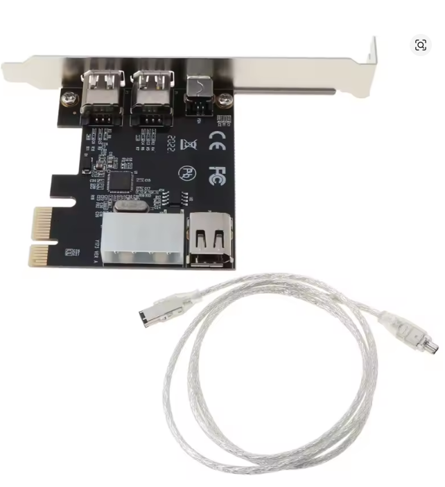 Tarjeta Firewire PCI-E, Cable de 6-4 pines para PC de escritorio, 20CB PCI-e 1X IEEE 1394A, 4 puertos (3 + 1)