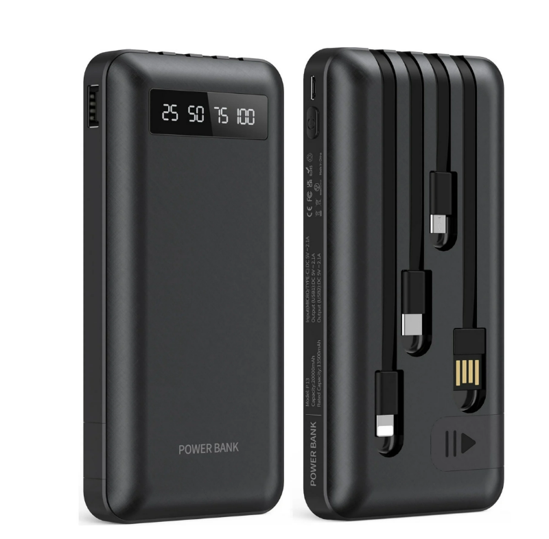 Power Bank 20000 mAh, con 4 Puertos y  Pantalla LED, P13