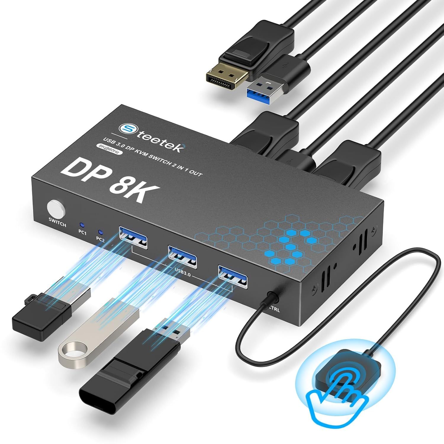 Switch KVM Displayport 2x1  Steetek