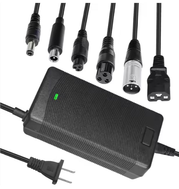 Cargador de 42V 2A para Batería de Iones de Litio de 36V de Patinete Eléctrico E-Bike con 5 Conectores Diferentes