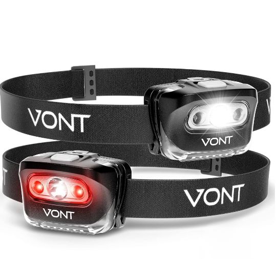 Linterna frontal LED Vont [,paquete de 2] IPX5 resistente al agua, VONT