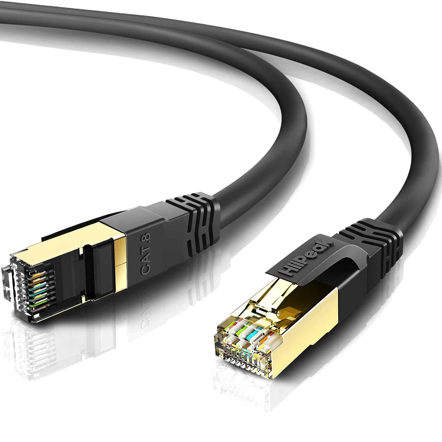 Cable Ethernet Cat8 de 15 metros, para interiores y exteriores, alta velocidad, 26 AWG Cat8