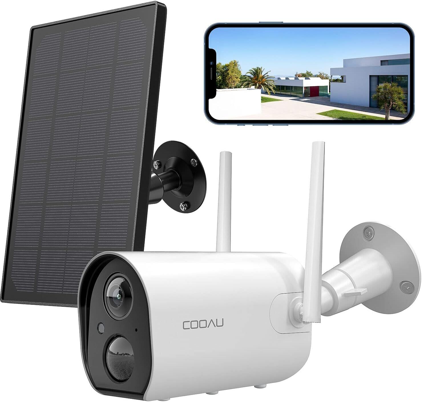 Camara de seguridad solar inalámbrica para exteriores, COOAU ZS-GQ3