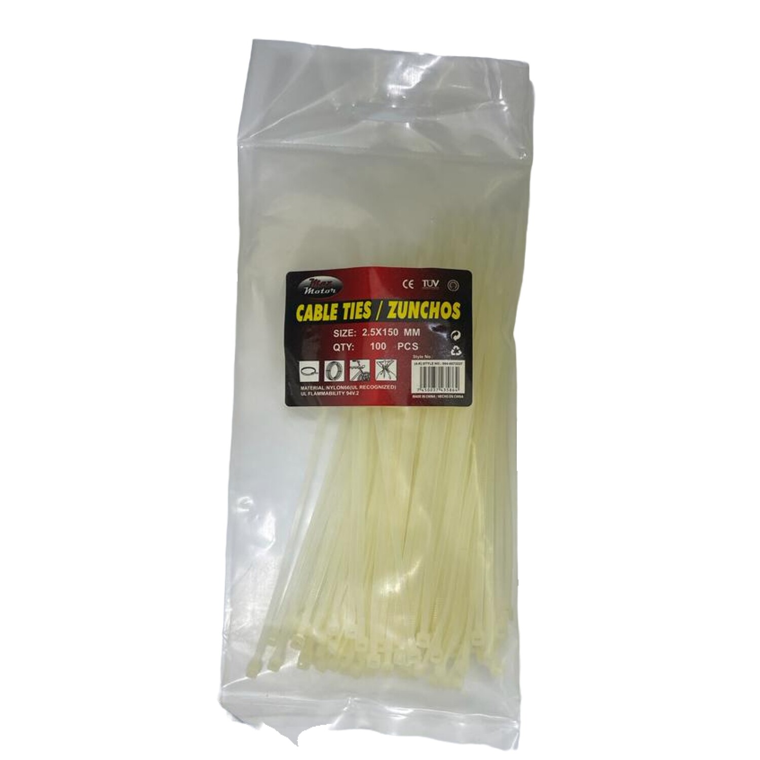 Tirrap, Amarres Plásticos, 2,5 X 150mm (100 unidades)