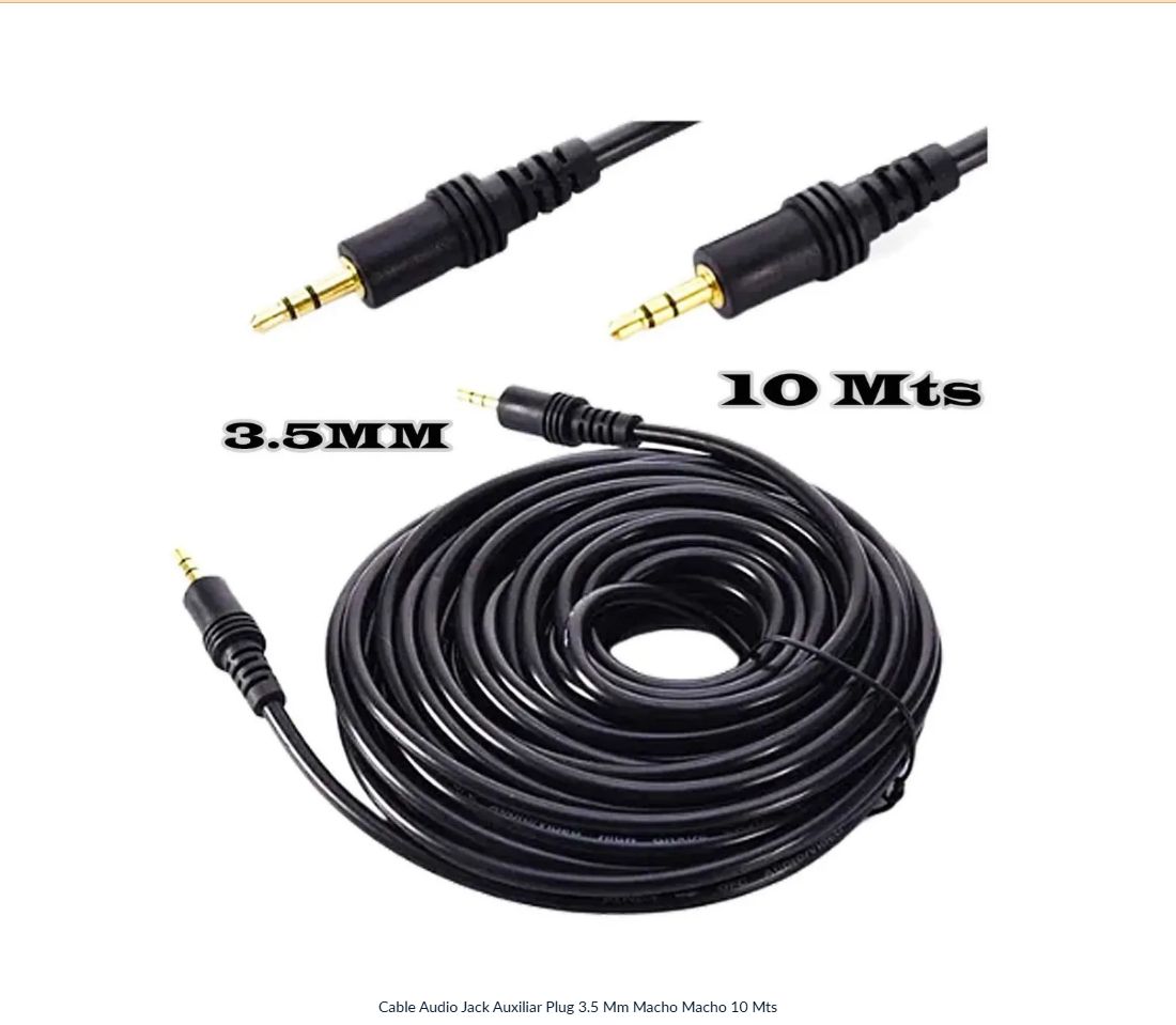 Cable Audio Jack Auxiliar Plug 3.5 Mm Macho Macho 10 Mts