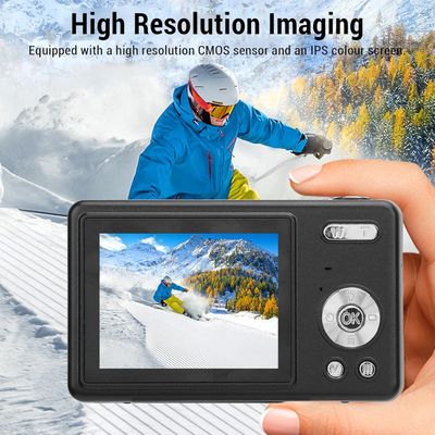 Camara digital 2 en 1 1080P, para fotografias y web cam con 64GB de SD. 48MP Morada