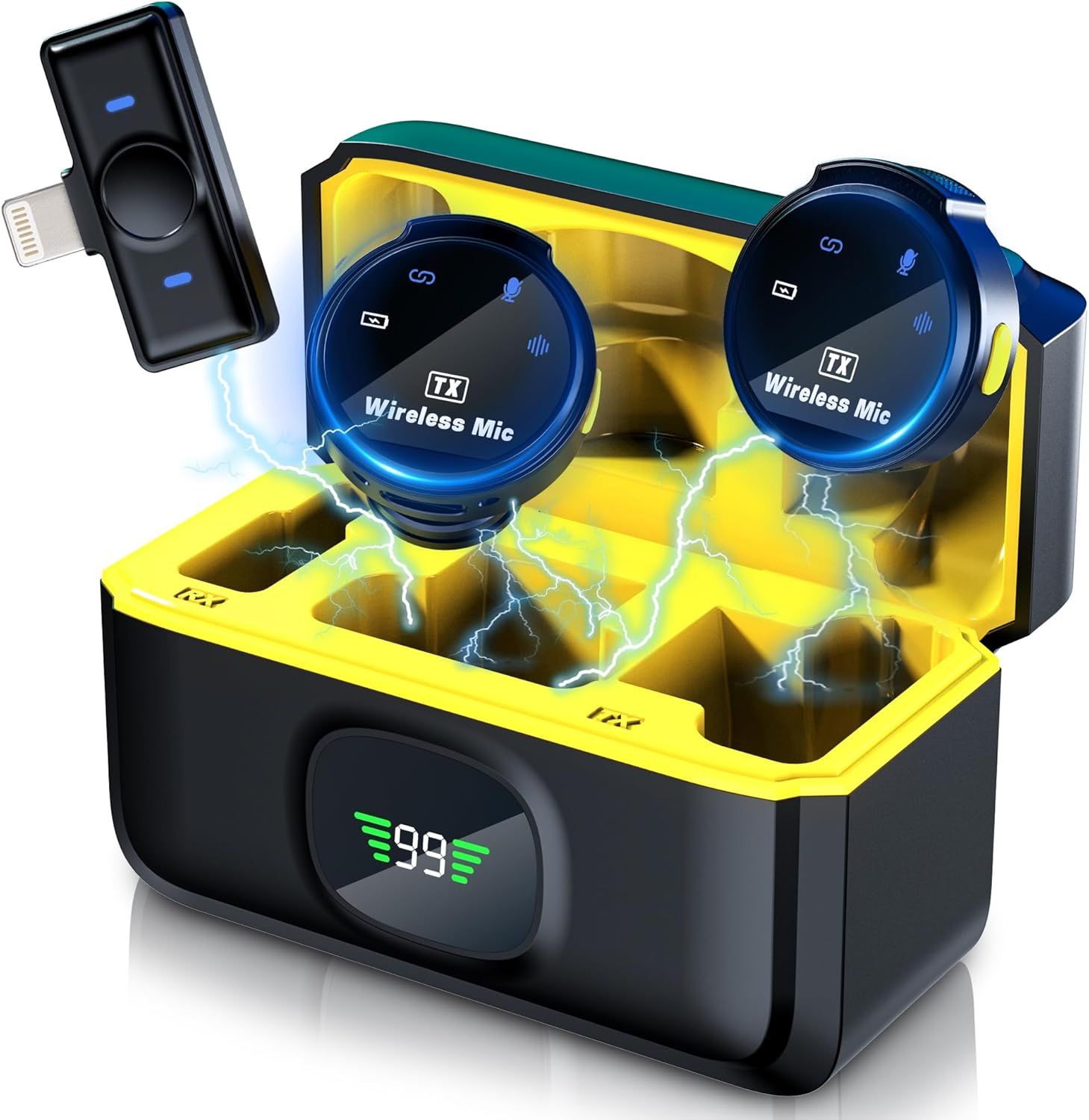 Microfono de solapa inalambrico para Android y Iphone batería de 75 mAh, 2,4 GHz, portátil