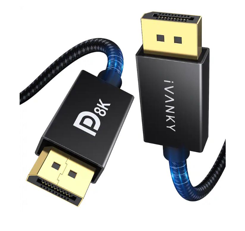 Cable DisplayPort 1.4 8K de alta velocidad de 2 m (6,6 pies) - Negro Ivanky