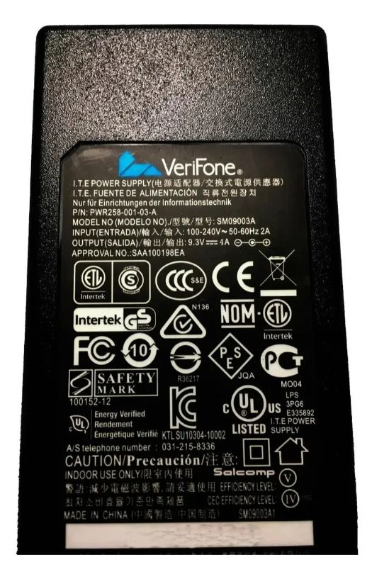 Transformador Verifone 9.3v / 4a Modelo: Sm09003a (Usado)