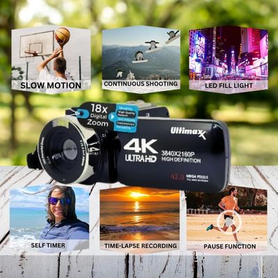 Videocamara 4K grabadora de vídeo de 42MP, ULTIMAX