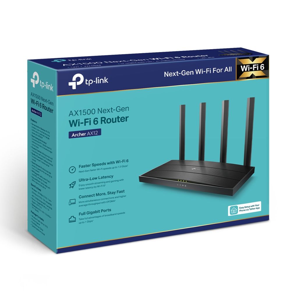 Router Tp-link Wi-Fi 6 AX1500 Archer AX12