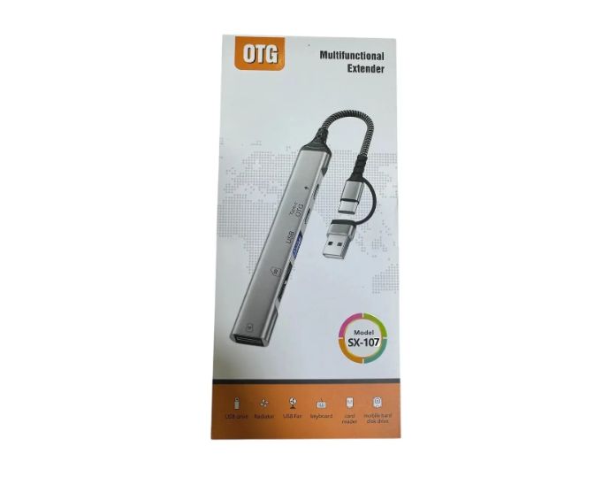 Hub Usb Tipo C 5 Puertos 3usb 2tipoc Otg Carga Sx-107