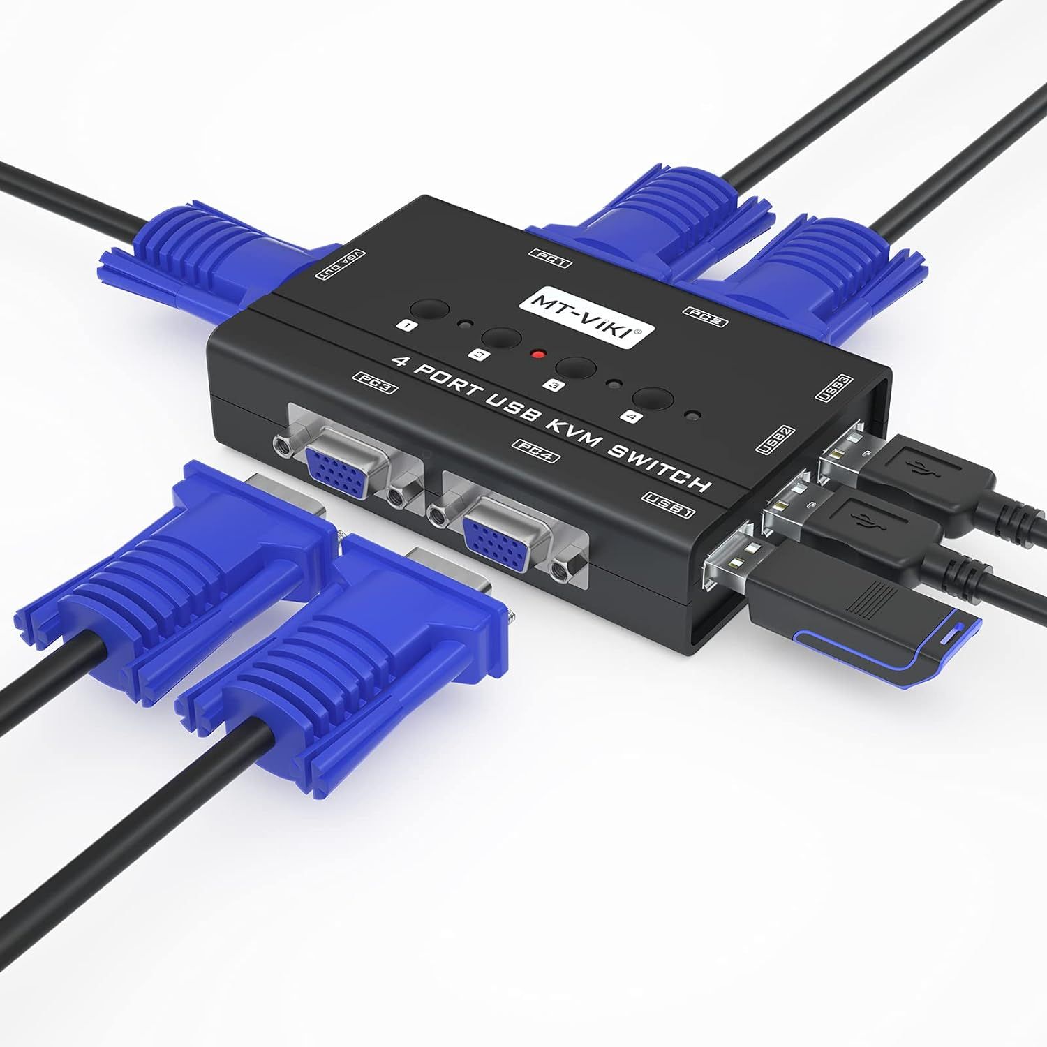 Switch KVM VGA,  de 4 puertos para 4 PC
