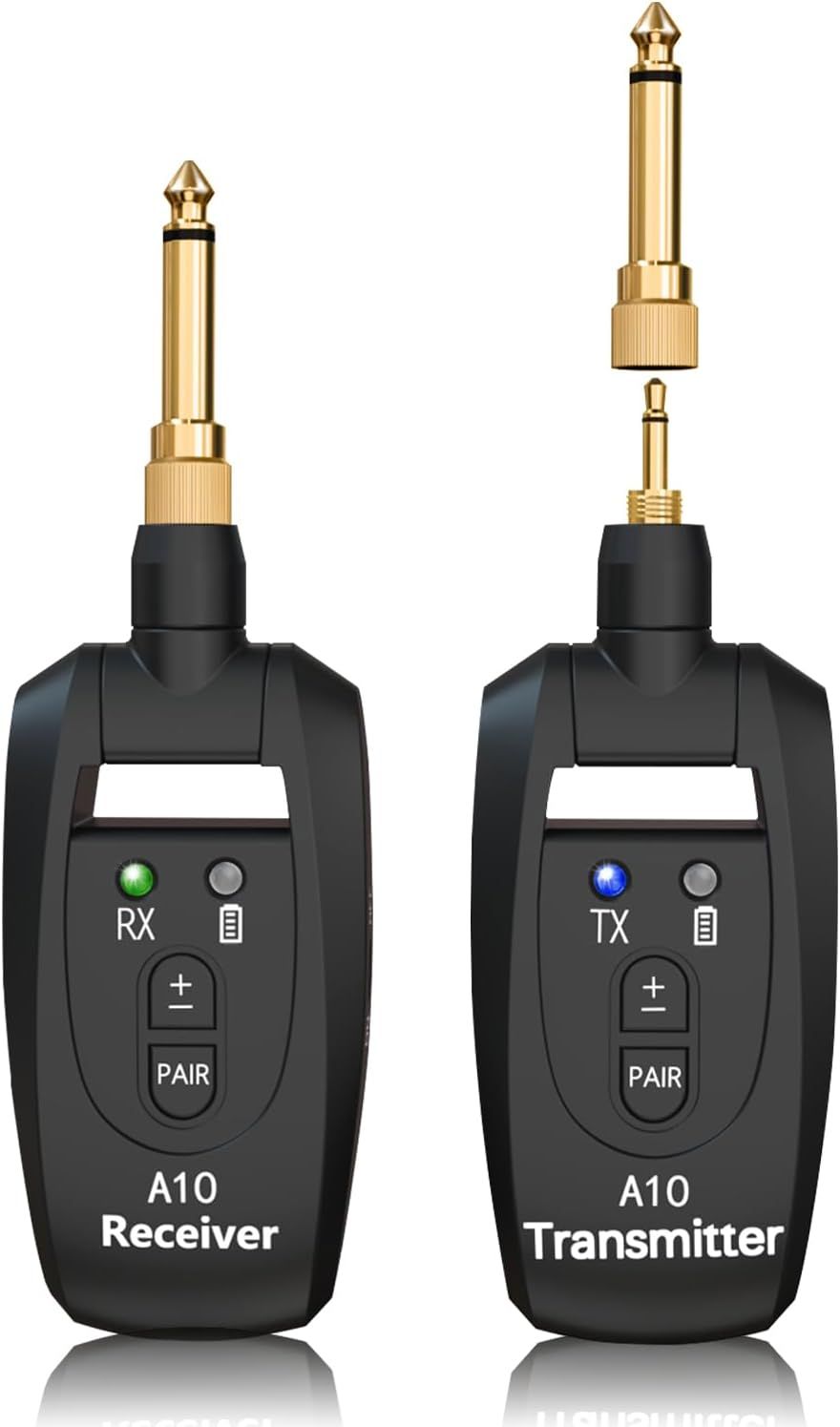 Sistema de guitarra inalámbrica A10, transmisor/receptor recargable de 2.4 GHz